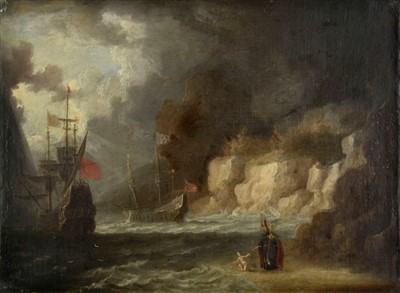 Lot 228 - Dutch School. Landscape with St. Nicholas of Myra, 17th century