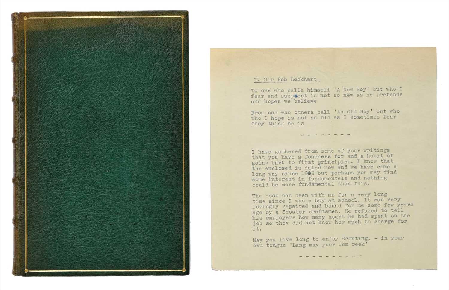Lot 375 - Baden-Powell (Robert). Scouting for Boys, 1908, association copy