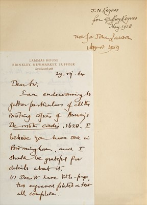 Lot 347 - Keynes (Geoffrey). A Bibliography of the Writings of William Harvey, MD, 1st edition