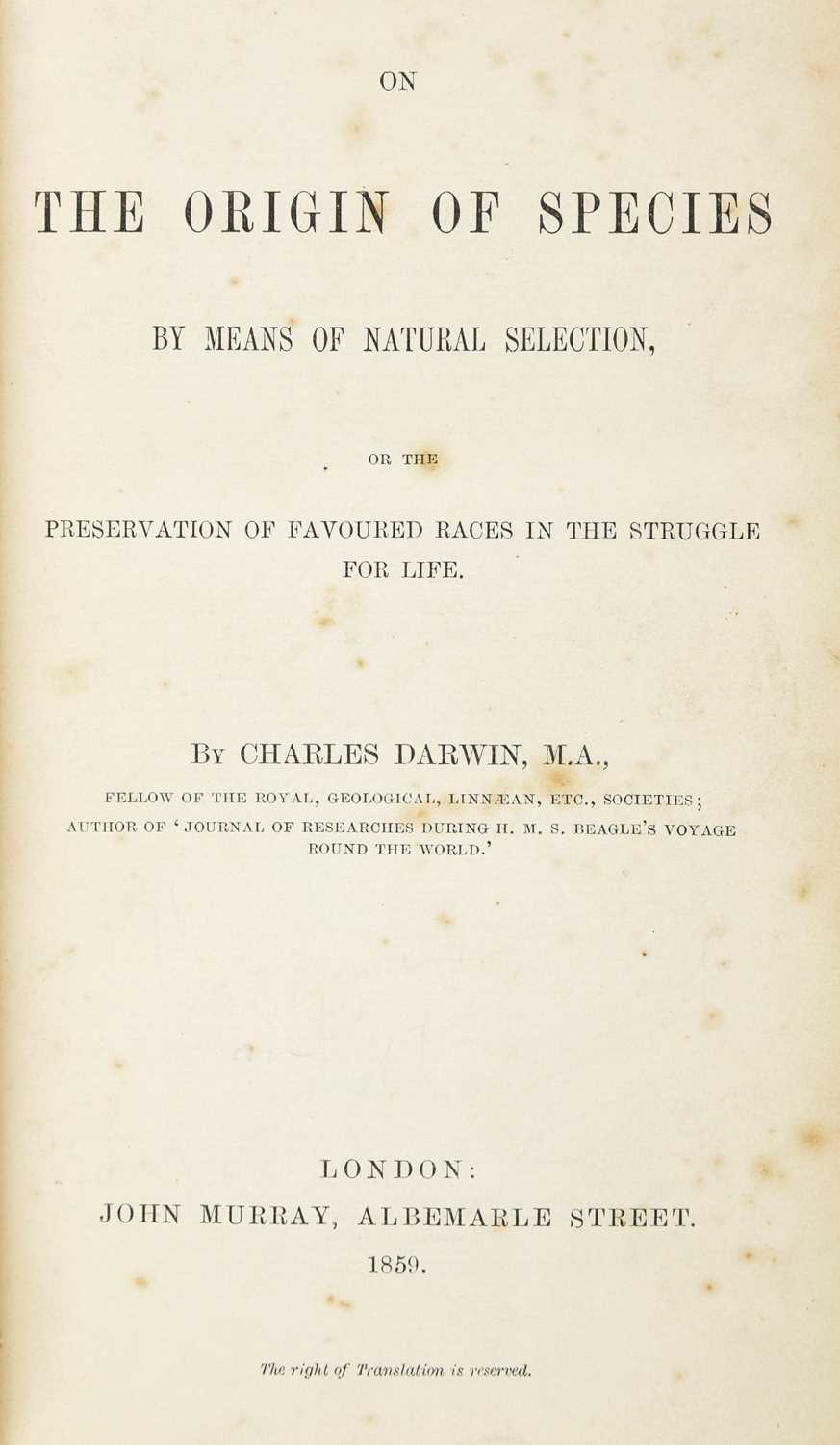 Lot 230 - Darwin (Charles). On the Origin of Species, 1st edition, 1859, original cloth