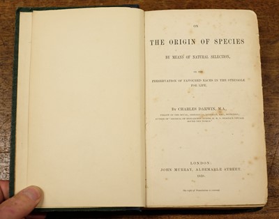 Lot 230 - Darwin (Charles). On the Origin of Species, 1st edition, 1859, original cloth