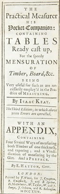 Lot 551 - Ready-reckoners. Keay (Isaac), The Practical Measurer his Pocket-Companion, 1724