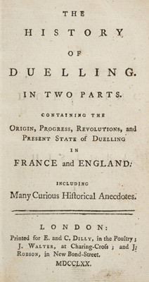 Lot 460 - Coustard de Massi (Anne Pierre). The History of Duelling. In two parts, 1770