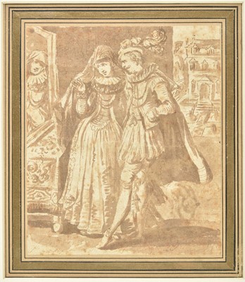 Lot 360 - French School. Courting couple, 17th century