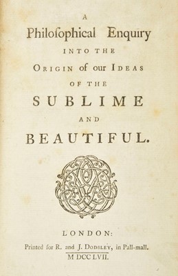 Lot 495 - Burke (Edmund). A Philosophical Enquiry into the Sublime and Beautiful, 1st edition, 1757