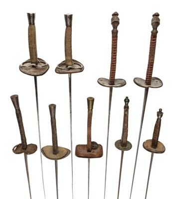 Lot 11 - Swords. A collection of fencing foils