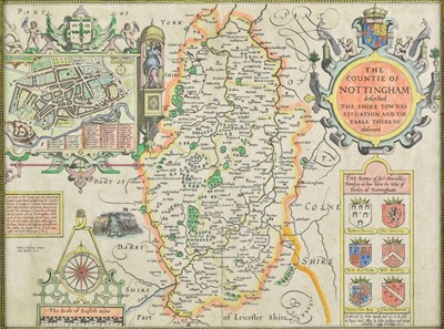 Lot 70 - Nottinghamshire. Four engraved maps, 17th - 19th century