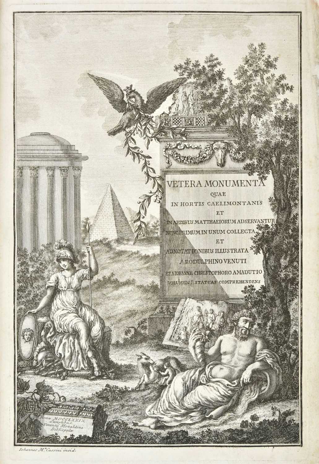 Lot 384 - Venuti (Ridolfino). Vetera Monumenta quae in Hortis Caelimontanis, 3 vols., Rome, 1776-79