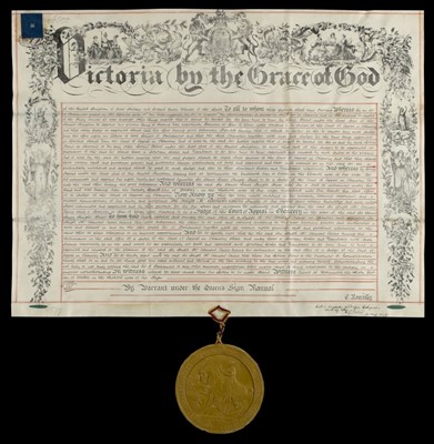 Lot 469 - Hugh McCalmont Cairns, 1st Earl Cairns (1819-1885). A group of four Letters Patents