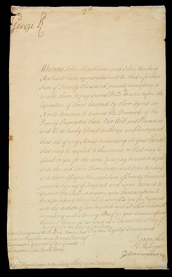Lot 586 - George II (1683-1760 & Duke of Devonshire, 1720-1764). DS, 1757