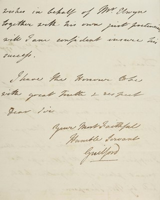 Lot 590 - North (Frederick, 1730-1792, 2nd Earl of Guilford). ALS, 1790