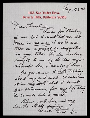 Lot 618 - Astaire (Fred, 1899-1987). A group of 10 Autograph Letters Signed, 1961-86