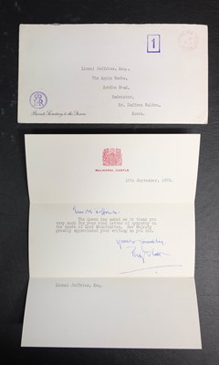 Lot 608 - Philip (Prince, Duke of Edinburgh, 1921-). Typed Letter Signed, 13 September 1979