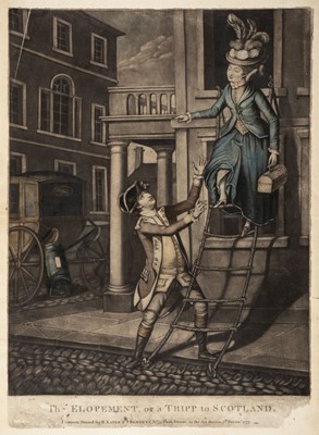 Lot 327 - Mezzotint Drolls. The Elopement or a Tripp to Scotland, R. Sayer & J. B. Bennett, 1777