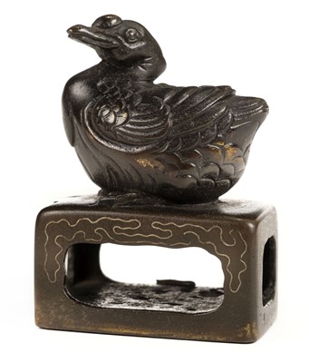 Lot 185 - Chinese seal. A 19th century Chinese bronze desk seal