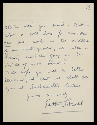 Lot 643 - Sitwell (Edith, 1887-1964). Two Autograph Letters Signed, 1937