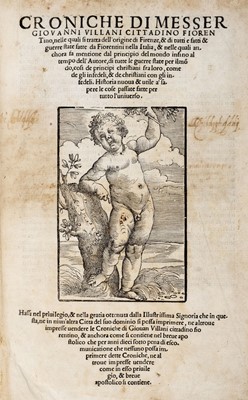 Lot 177 - Villani (Giovanni). Croniche ..., nelle quali si tratta dell' origine di Firenze, 1537