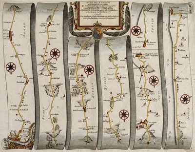 Lot 138 - Ogilby (John). The Road from London to Newhaven com Sussex..., circa 1680