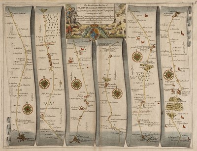 Lot 75 - Ogilby (John). The Road from the City of Salisbury Com Wilts. to Campden com Gloc, circa 1698