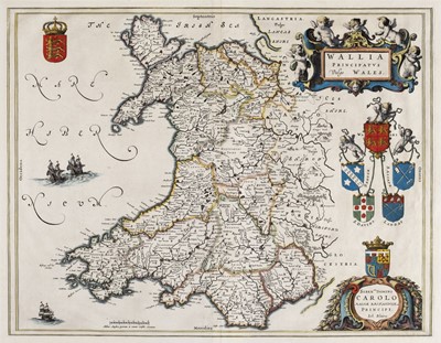 Lot 125 - Wales. Blaeu (Johannes), Wallia Principatus vulgo Wales, Amsterdam, circa 1660
