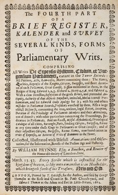 Lot 549 - Prynne (William). The Fourth Part of a Brief Register..., 1664
