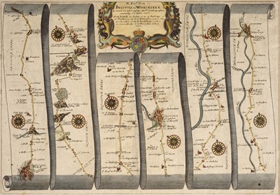 Lot 77 - Ogilby (John). Three strip road maps, circa 1680