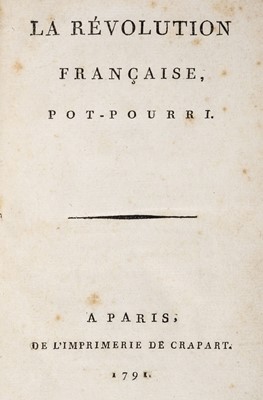 Lot 552 - Revolution Francaise. La Révolution Française Pot-Pourri, Paris, 1791