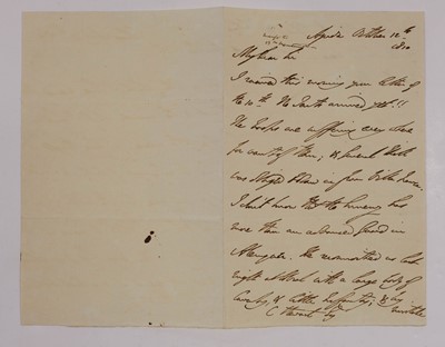 Lot 64 - Wellington (Duke of). Autograph letter signed to Sir Charles Stuart, Ajuda, Portugal, 1810