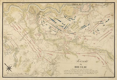 Lot 92 - Battle of Breslau. Five engraved battle plans, circa 1757