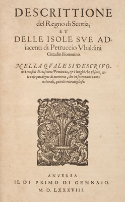 Lot 57 - Boece (Hector). Descrittione del regno di Scotia, 1588