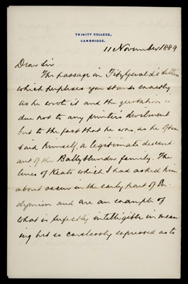 Lot 471 - 19th Century Literature and Poetry. Eight letters and other manuscripts