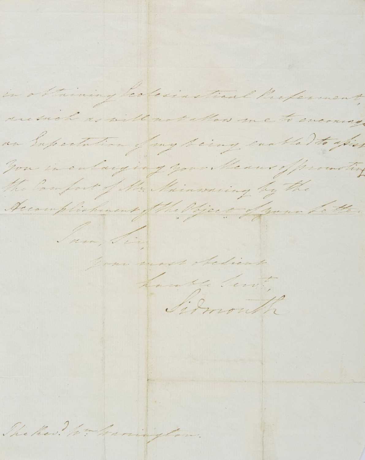 Lot 595 - Sidmouth (Henry Addington, 1st Viscount,