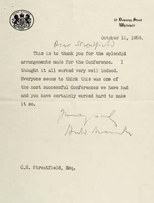 Lot 604 - Eden (Robert Anthony, Earl of Avon, 1897-1977), Prime Minister 1955-57. TLS, 1937