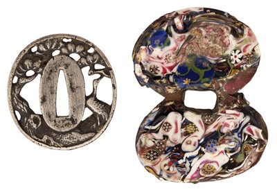 Lot 7 - Sword guard. An 18th century Italian millefiori sword guard plus Japanese tsuba