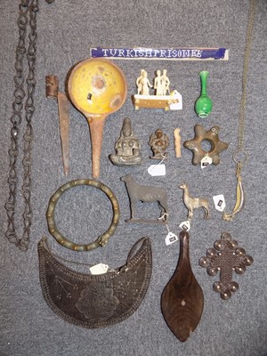 Lot 118 - Indian statue. A mixed collection of items including brass figure of Ganesha