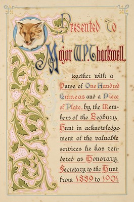 Lot 282 - Fox-hunting. Ledbury hunt testimonial, 1901, & 10 other items