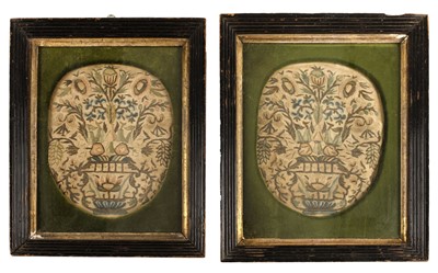 Lot 270 - Embroidered pictures. A pair of embroideries, 17th century