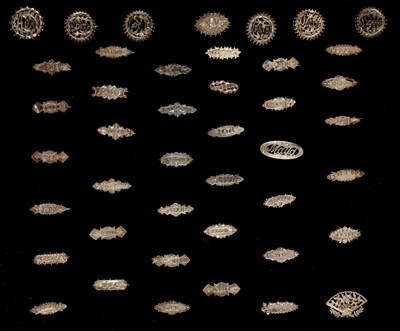 Lot 229 - Silver name brooches. An impressive collection of Victorian and later silver name brooches