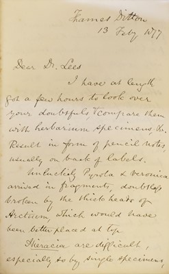 Lot 480 - Watson (Hewett Cottrell, 1804-1881). Autograph letter signed, 10 Ditton, 13 February 1877
