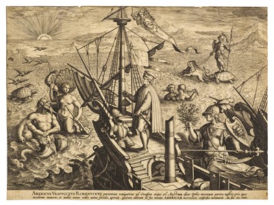 Lot 382 - Collaert (Adriaen, circa 1560-1618). Amerigo Vespucci on his ship
