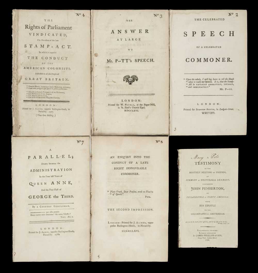 Lot 23 - Stamp Act. Group of 5 pamphlets, 1766