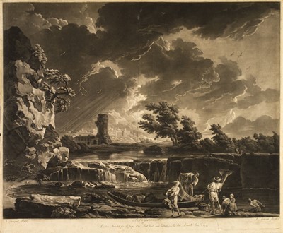 Lot 398 - Laurie (Robert, circa 1755-1836). Landscape with storm and fishermen by the river
