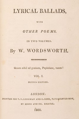 Lot 314 - Wordsworth (William, [& Samuel Taylor Coleridge]). Lyrical Ballads, 1st complete edition, 1800