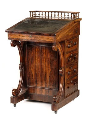 Lot 336 - Davenport. A Victorian rosewood davenport c.1840