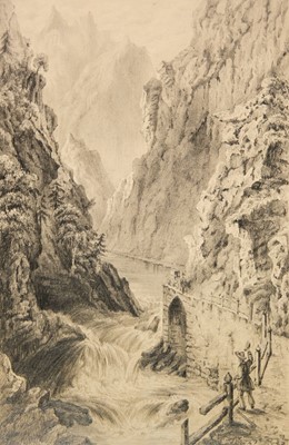 Lot 479 - English School. An album containing 41 studies of Continental & British landscapes etc., mid 19th c.