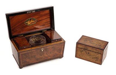 Lot 170 - Tea Caddy. A Regency mahogany sarcophagus tea caddy plus another