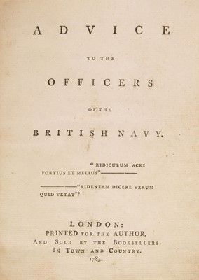 Lot 53 - Royal Navy. Advice to the Officers of the British Navy, 1st edition, 1785, rare satire
