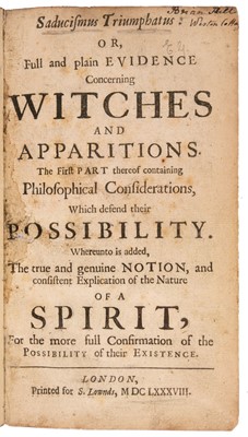 Lot 286 - Glanvill (Joseph). Saducismus Triumphatus, 2nd edition, 1688