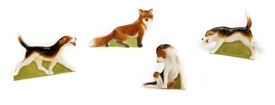 Lot 326 - Royal Worcester. Fox & Hounds menu holders - Henry Sandon Collection