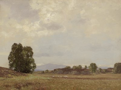 Lot 636 - Houston  (George,  1869-1947). Scottish summer landscape with sheep grazing